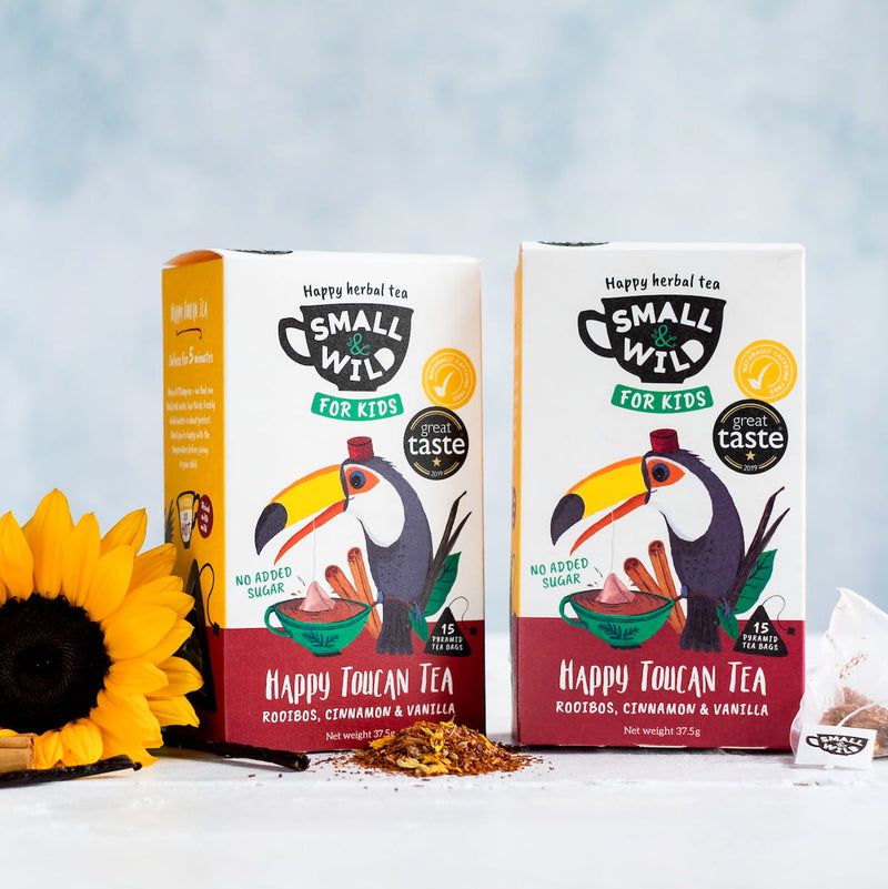 Two boxes of Happy Toucan tea for kids
