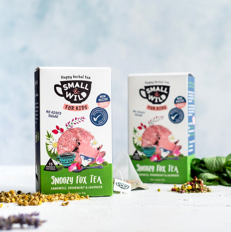 Two boxes of Snoozy Fox chamomile kids tea