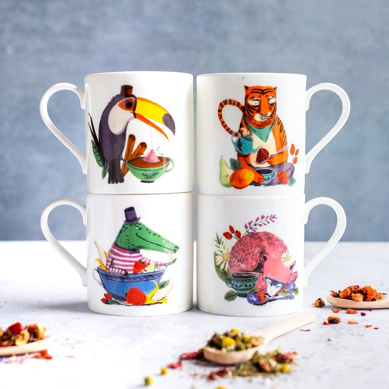 Small & Wild bone china mugs for kids with animal illustrations