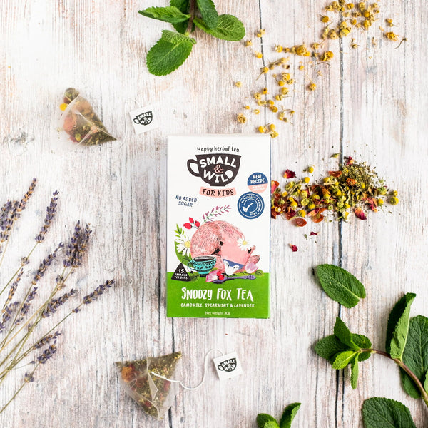 Snoozy Fox ingredients including chamomile, spearmint & lavender